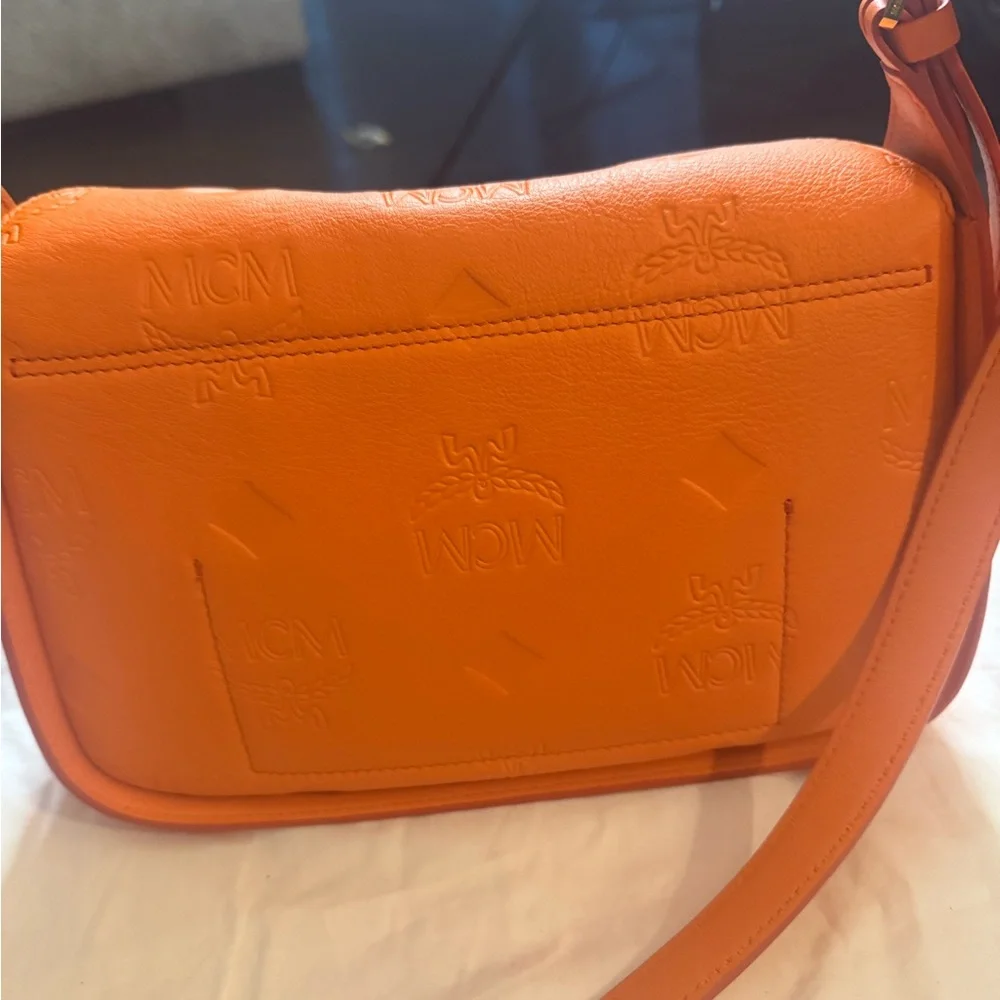 MCM Orange Leather Women's Bag midsized luxury high end statement‎ piece upscale